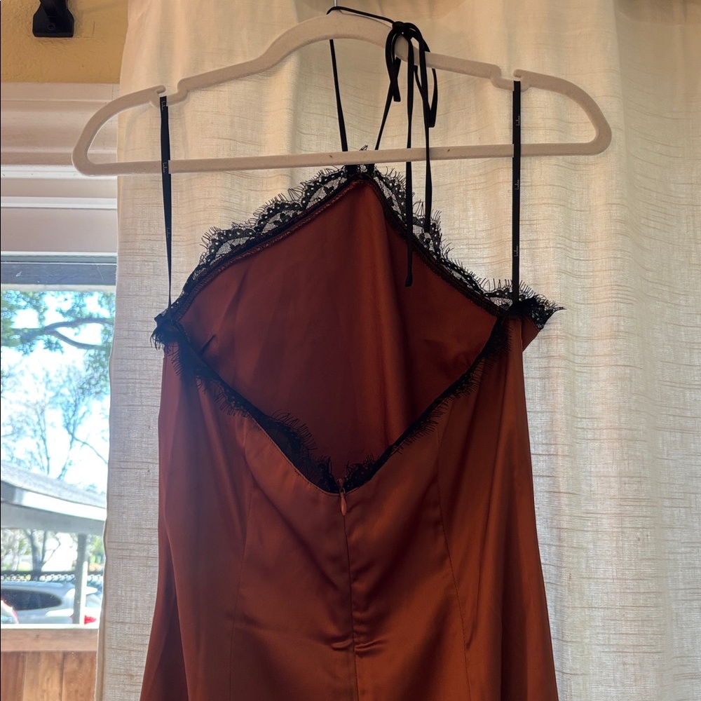 Lulu's Bronze Satin Maxi Dress - Picture 6 of 7
